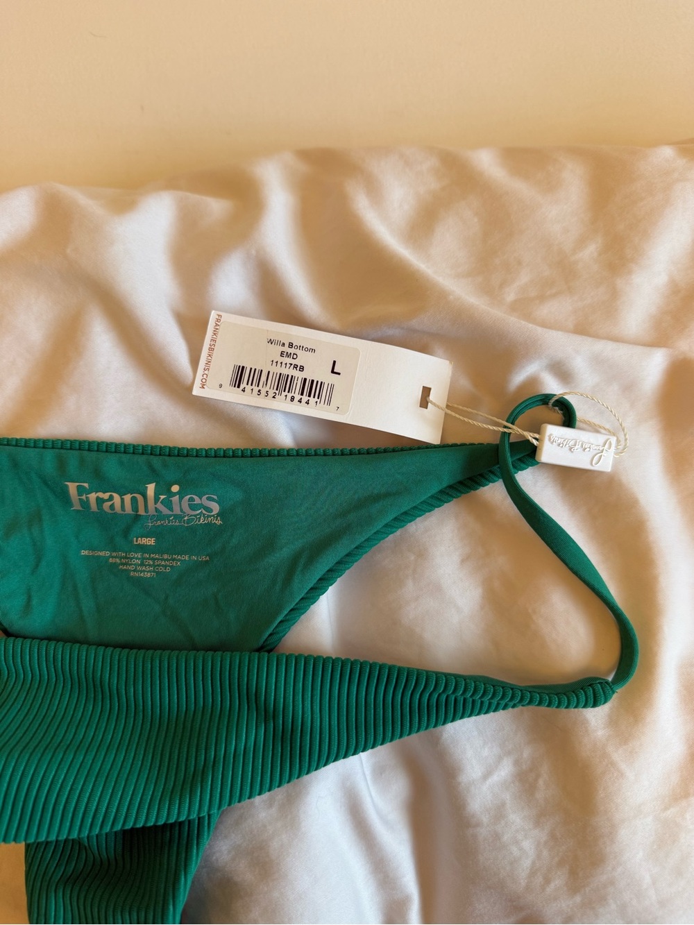 Frankie's Bikinis Emerald Green Ribbed Willa Bikini Bottom NWT - Picture 3 of 5